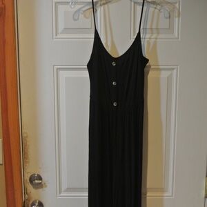 WOMENS LARGE BLACK SPAGHETTI STRAPS JUMPSUIT